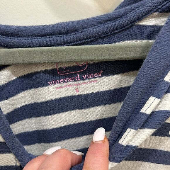 Vineyard  Vines Lightweight Hoodie Blue Stripes Size Small - Picture 3 of 9
